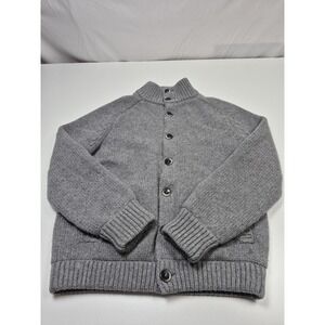 Herno Jacket Mens 54 Gray Wool Knit Bomber Button Front Resort Italy Lined